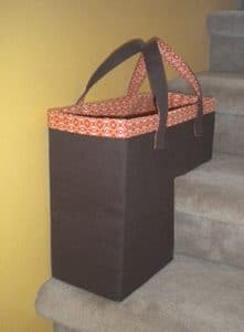 brown and orange stair basket