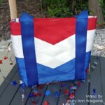 patriotic seat belt tote in red white and blue