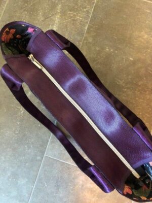 purple seat belt tote zip top view